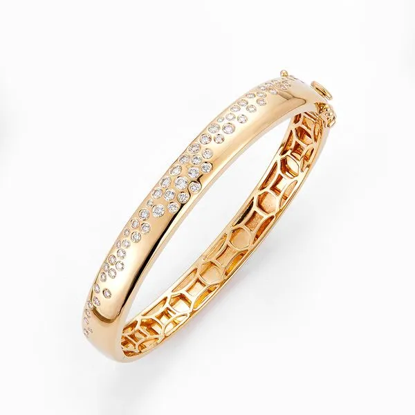 Galicia Custom 18k Yellow Gold Diamond Inlay Bangle Galicia Fine Jewelers Scottsdale, AZ