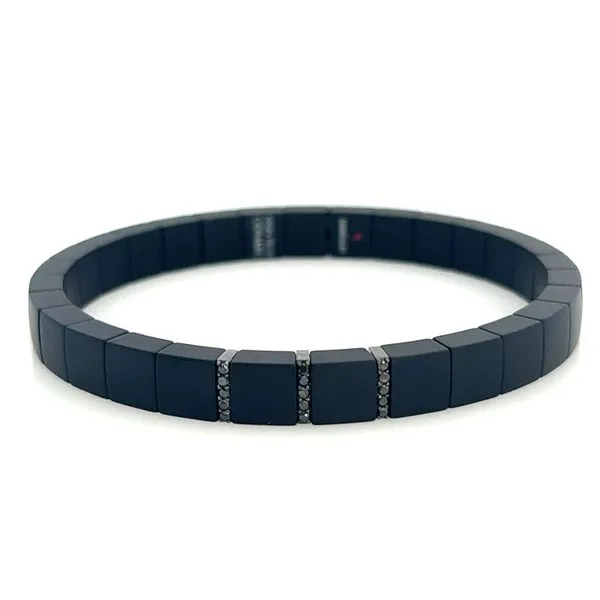 Matte Black Ceramic Black Diamond Station Bangles Galicia Fine Jewelers Scottsdale, AZ