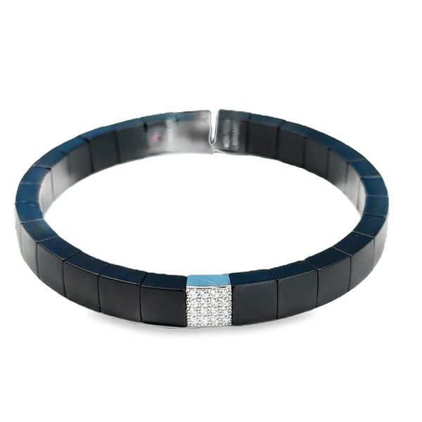 18K White Gold Black Ceramic Stretch Bangles Galicia Fine Jewelers Scottsdale, AZ