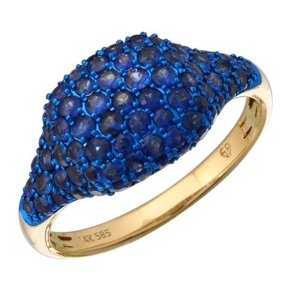 Galicia Custom 14k Yellow Gold Sapphire Signet Ring Galicia Fine Jewelers Scottsdale, AZ