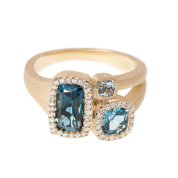Galicia Custom 18k Yellow Gold Blue Topaz Ring Galicia Fine Jewelers Scottsdale, AZ