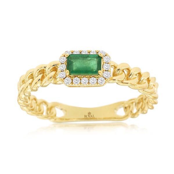 14K Yellow Gold Emerald Diamond Halo Band Galicia Fine Jewelers Scottsdale, AZ