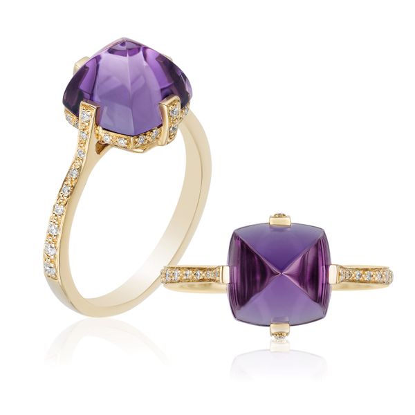 Amethyst & Diamond 18K Yellow Gold Ring Galicia Fine Jewelers Scottsdale, AZ
