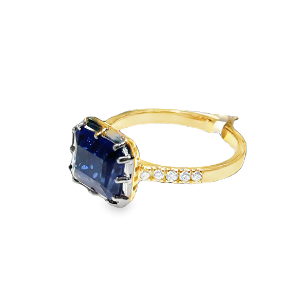 14K Yellow Gold Kyanite and Diamond Ring Galicia Fine Jewelers Scottsdale, AZ