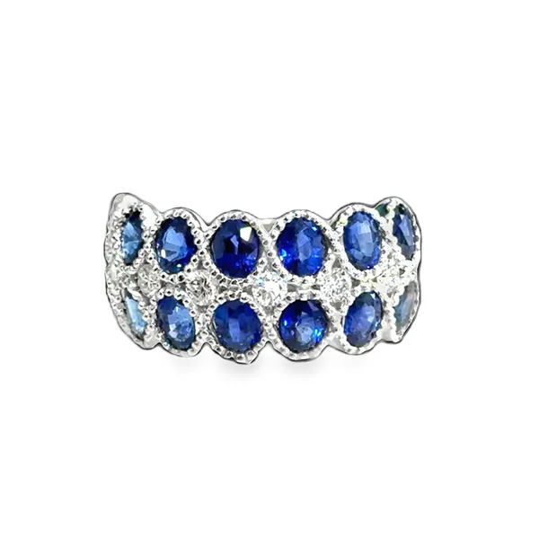 18K White Gold Sapphire & Diamond Milgrain Colored Stone Ring Galicia Fine Jewelers Scottsdale, AZ