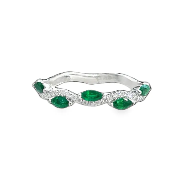 Marquise Emerald & Diamond Ripple Ring Galicia Fine Jewelers Scottsdale, AZ
