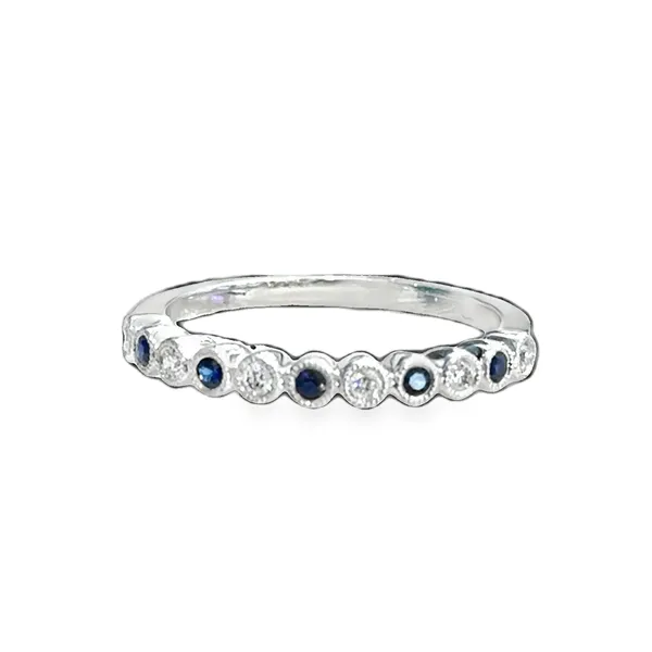 Blue Sapphire & Diamond Milgrain Band Galicia Fine Jewelers Scottsdale, AZ