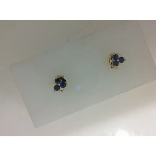 Galicia Custom 14k Yellow Gold Single Sapphire Cluster Stud Galicia Fine Jewelers Scottsdale, AZ