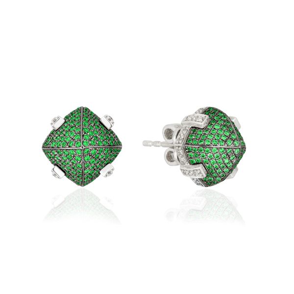 Tsavorite and Diamond 18K White Gold Earrings Galicia Fine Jewelers Scottsdale, AZ