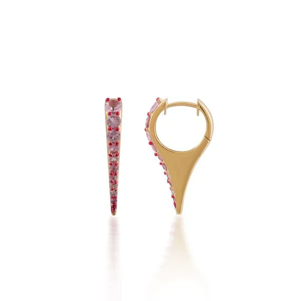 Pink Sapphire Huggie Earrings in 14K Yellow Gold Galicia Fine Jewelers Scottsdale, AZ