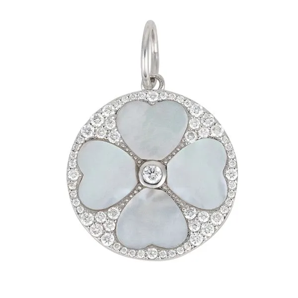 Galicia Custom 14k White Gold Mother of Pearl and Diamond Pendant Galicia Fine Jewelers Scottsdale, AZ
