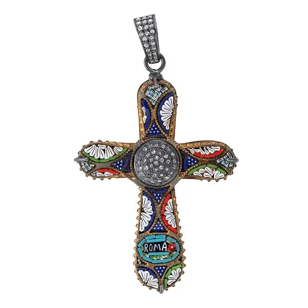 Galicia Custom Sterling Silver Murano Glass and Diamond Cross Galicia Fine Jewelers Scottsdale, AZ