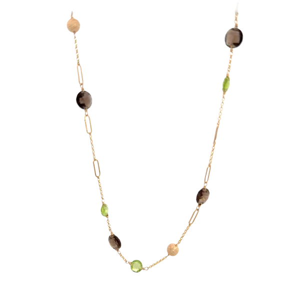 Peridot & Smoky Quartz 14K Yellow Necklace Galicia Fine Jewelers Scottsdale, AZ