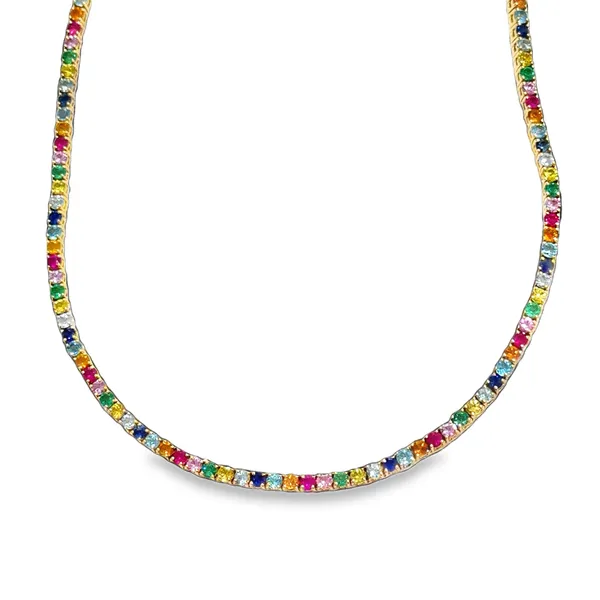 Sapphire Tennis Necklace in 14K Yellow Gold Image 2 Galicia Fine Jewelers Scottsdale, AZ