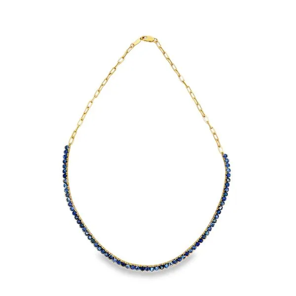 Blue Sapphire 3-Prong Tennis Necklace in 14K Yellow Gold Galicia Fine Jewelers Scottsdale, AZ