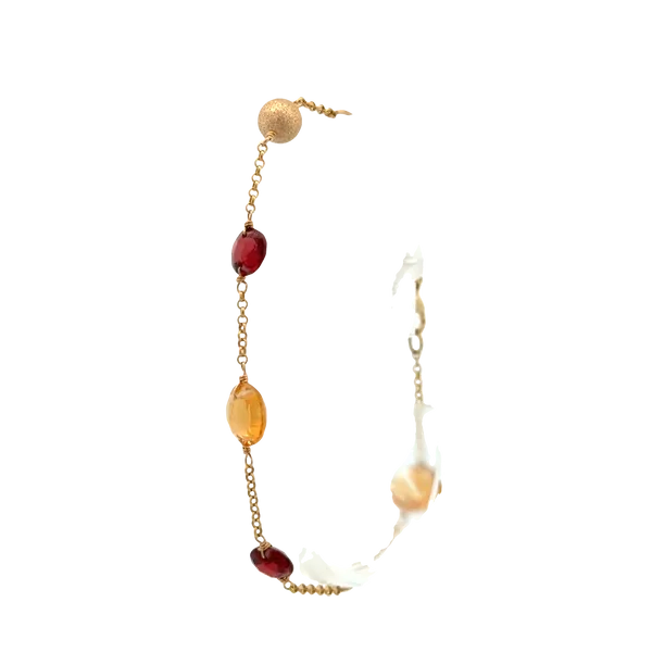 Garnet & Citrine Coin Fancy Chain 14K Yellow Gold Bracelet Image 3 Galicia Fine Jewelers Scottsdale, AZ