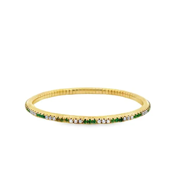 Emerald & Diamond 14K Yellow Stretch Bangle Bracelet Galicia Fine Jewelers Scottsdale, AZ