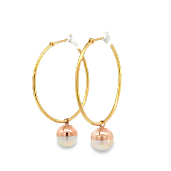 8mm Akoya Pearl 18K Yellow Gold Hoop Earrings Galicia Fine Jewelers Scottsdale, AZ