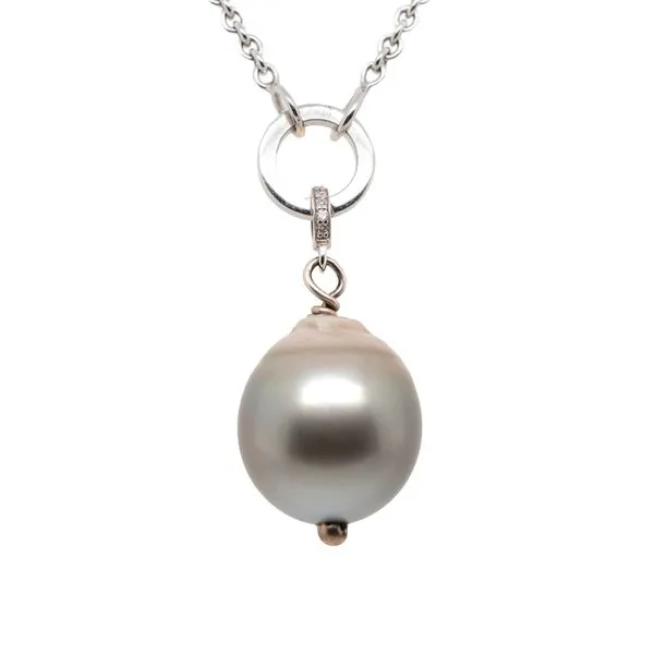 Galicia Custom 18k White Gold Tahitian Pearl Pendant with Diamond Bale Galicia Fine Jewelers Scottsdale, AZ