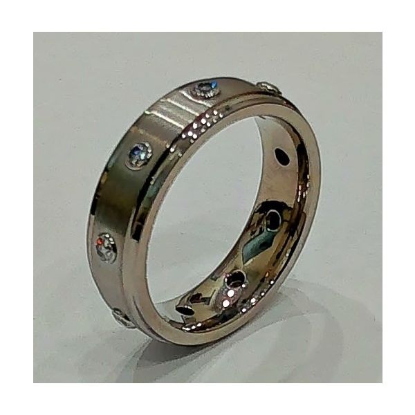 Men's Titanium Wedding Band with Lab Grown Diamonds Image 2 Galicia Fine Jewelers Scottsdale, AZ