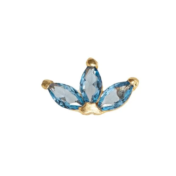 Galicia Custom 14k Yellow Gold Blue Sapphire Lotus Flower Earring Galicia Fine Jewelers Scottsdale, AZ