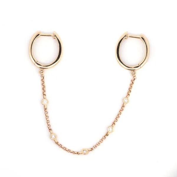 Galicia Custom 14k Yellow Gold Cascade Diamond Earring with Connecting Chain Galicia Fine Jewelers Scottsdale, AZ