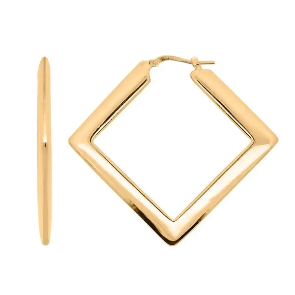 Galicia Custom 14k Yellow Gold Italian Fancy Square Hoops Galicia Fine Jewelers Scottsdale, AZ