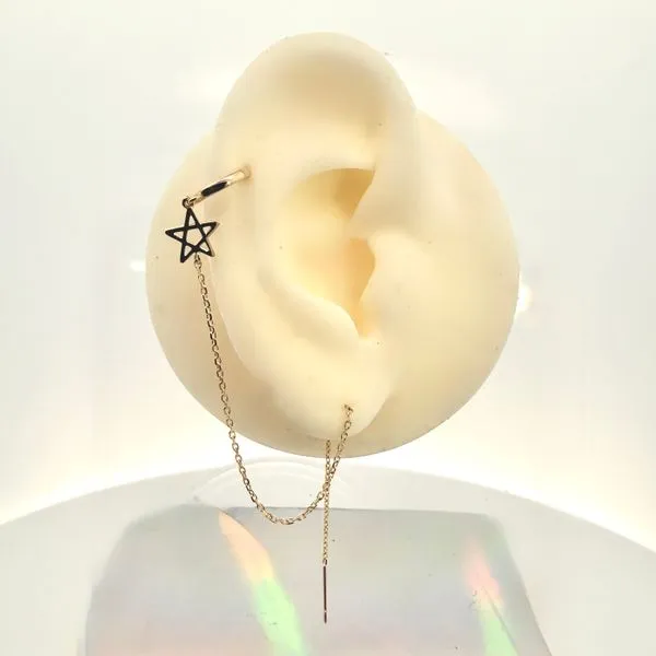 14K Yellow Gold Huggie Earrings with Star Thread Galicia Fine Jewelers Scottsdale, AZ