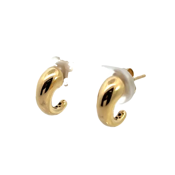 14K Yellow Gold Tapered Puff Half Huggie Earrings Image 2 Galicia Fine Jewelers Scottsdale, AZ