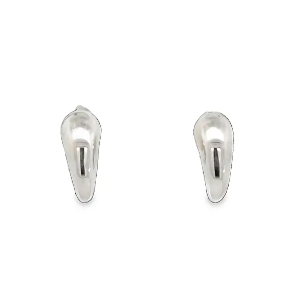 14K White Gold Tapered Puff Half Huggie Earrings Galicia Fine Jewelers Scottsdale, AZ