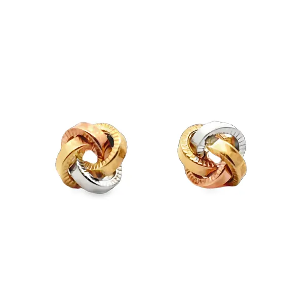 14K Tricolor Love Knot Thick D-Cut Stud Earrings Galicia Fine Jewelers Scottsdale, AZ