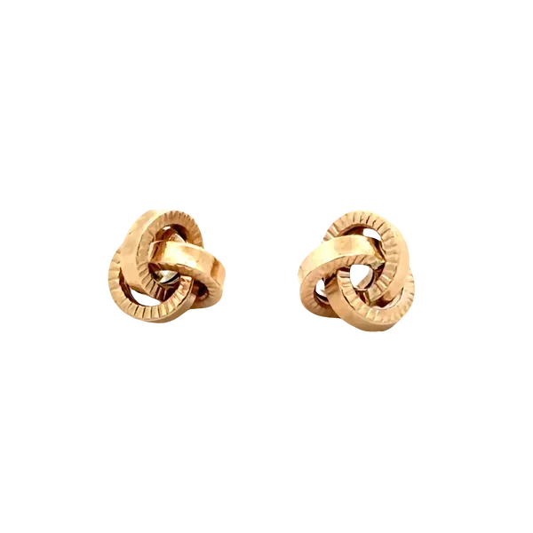 14K Yellow Gold 6mm Love Knot Thick D-Cut Stud Earrings Galicia Fine Jewelers Scottsdale, AZ