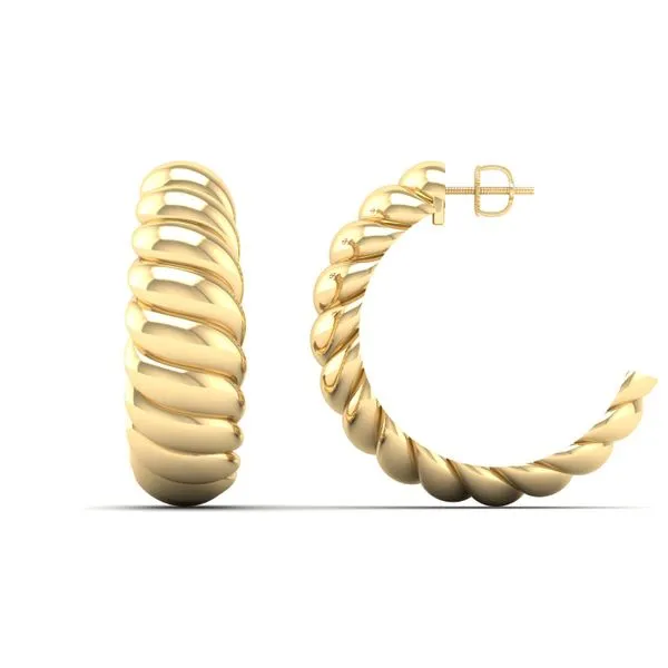 Twisted 3/4 Hoop Earrings in 14K Yellow Gold Galicia Fine Jewelers Scottsdale, AZ