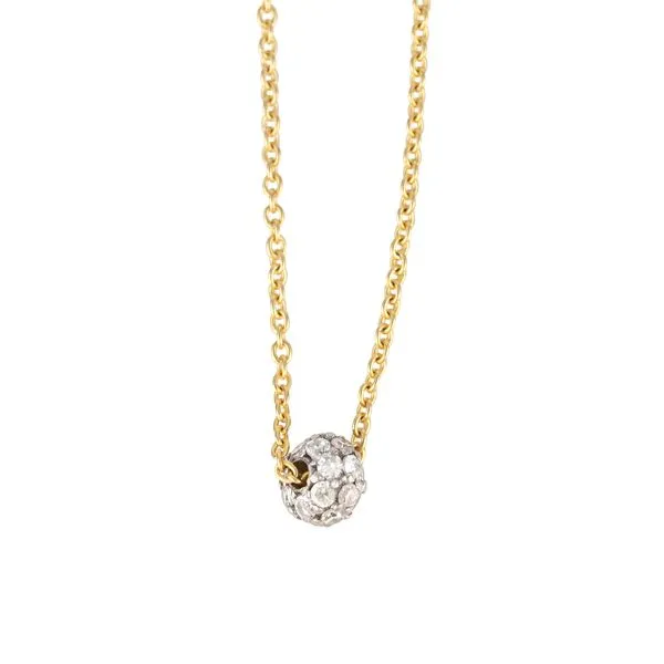 Galicia Custom 14k Yellow Gold Diamond Pave Bead Necklace Galicia Fine Jewelers Scottsdale, AZ