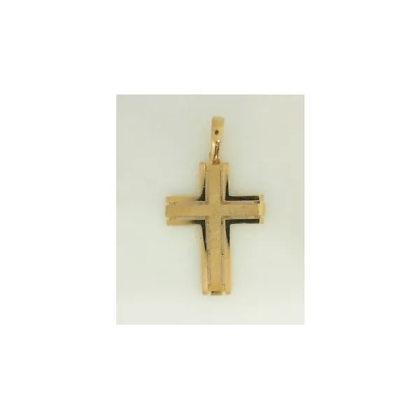 14K Yellow Gold Solid Deco Cross Charm Galicia Fine Jewelers Scottsdale, AZ