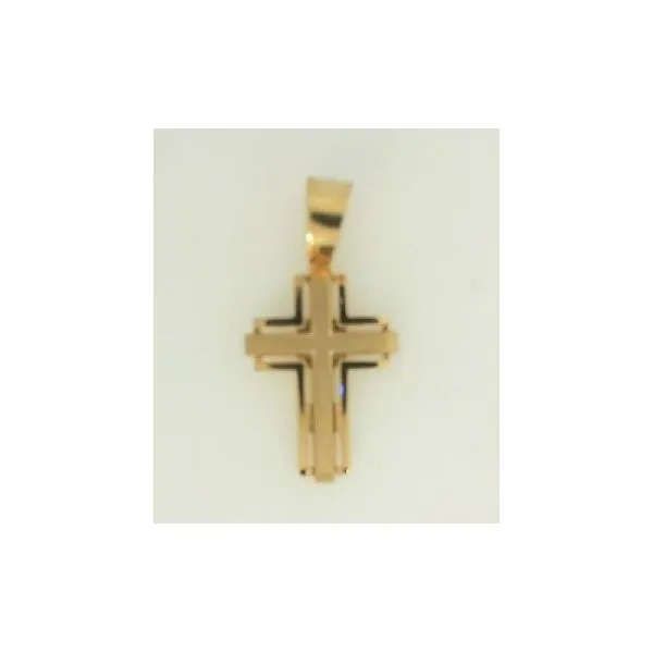 14K Yellow Gold Mini Solid Deco Cross Charm Galicia Fine Jewelers Scottsdale, AZ