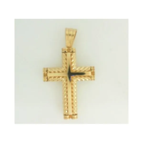 14K Yellow Gold Solid Cable and Plain Cross Charm Galicia Fine Jewelers Scottsdale, AZ