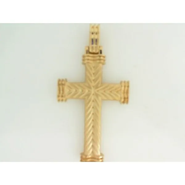 14K Yellow Gold Solid Chevron Cross Charm Galicia Fine Jewelers Scottsdale, AZ
