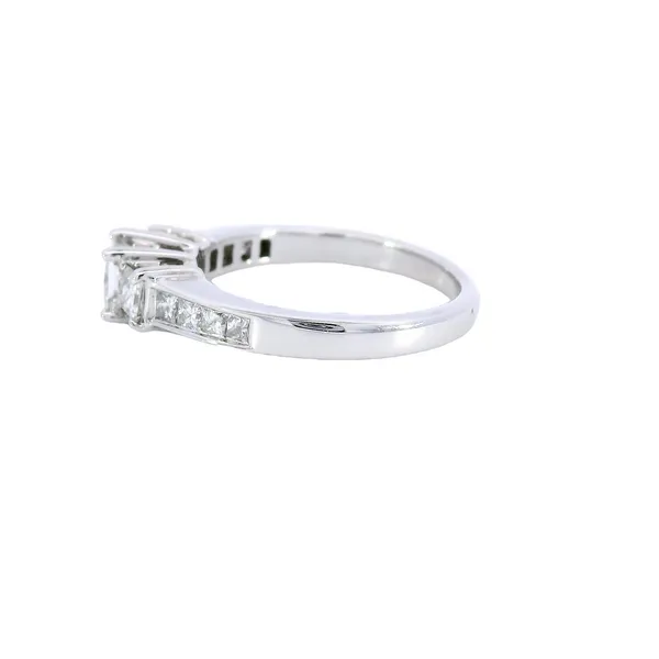 14K White Gold East-West Three Stone Diamond Engagement Ring Image 2 Carroll's Jewelers Fort Lauderdale, FL