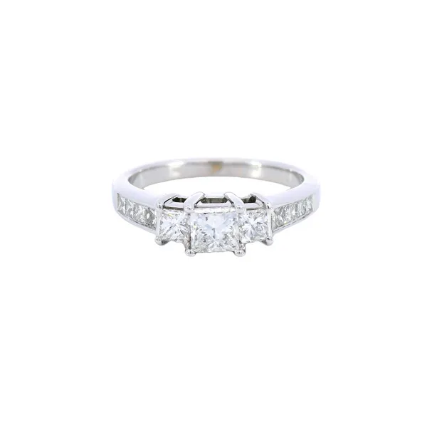 14K White Gold East-West Three Stone Diamond Engagement Ring Carroll's Jewelers Fort Lauderdale, FL