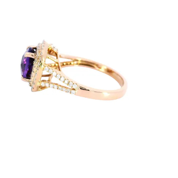 18K Rose Gold Amethyst & Diamond Double Halo Ring Image 2 Carroll's Jewelers Fort Lauderdale, FL