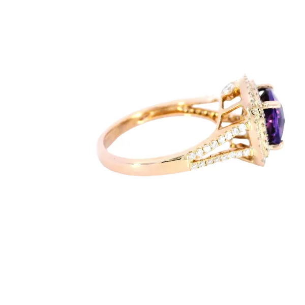 18K Rose Gold Amethyst & Diamond Double Halo Ring Image 4 Carroll's Jewelers Fort Lauderdale, FL