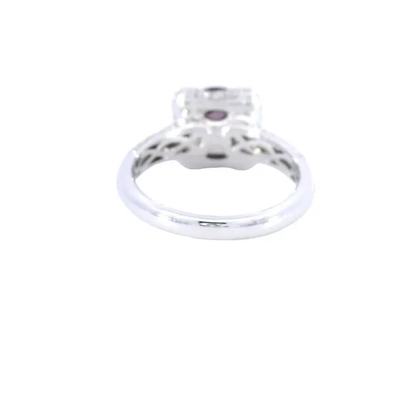 14K White Gold 2.46 Carat Color-Change Sapphire & Diamond Halo Engagement Ring Image 3 Carroll's Jewelers Fort Lauderdale, FL