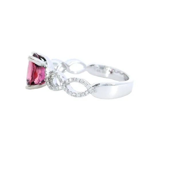 14K White Gold Diamond & Pink Tourmaline Engagement Ring Image 2 Carroll's Jewelers Fort Lauderdale, FL