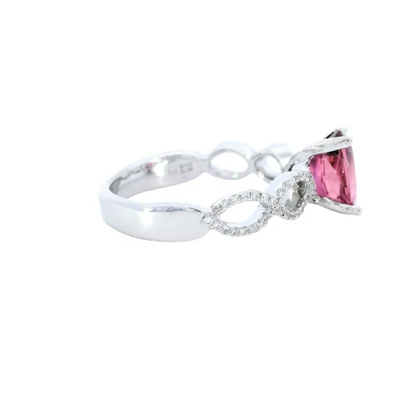 14K White Gold Diamond & Pink Tourmaline Engagement Ring Image 4 Carroll's Jewelers Fort Lauderdale, FL