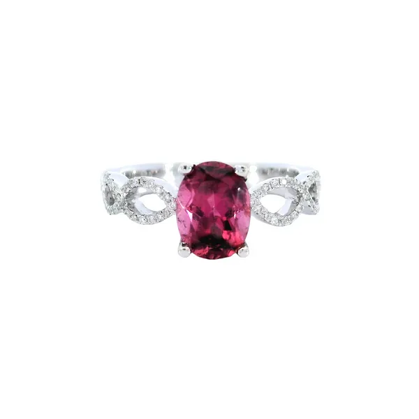 14K White Gold Diamond & Pink Tourmaline Engagement Ring Carroll's Jewelers Fort Lauderdale, FL