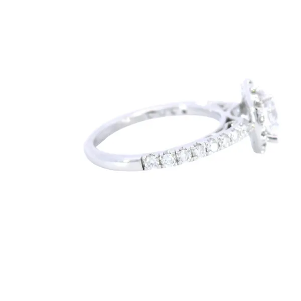 14K White Gold Diamond Halo Engagement Ring Setting Image 4 Carroll's Jewelers Fort Lauderdale, FL
