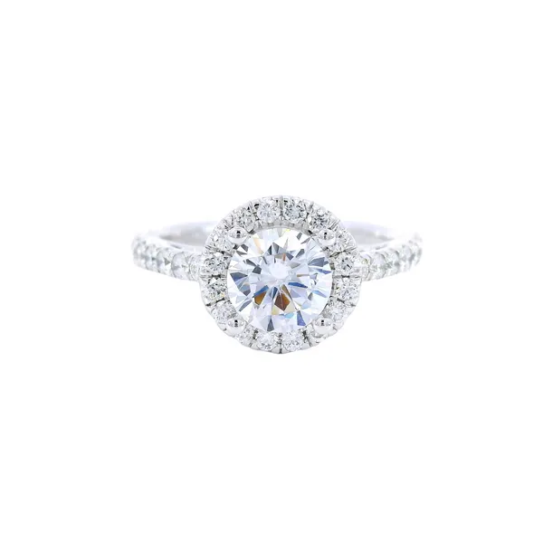 14K White Gold Diamond Halo Engagement Ring Setting Carroll's Jewelers Fort Lauderdale, FL