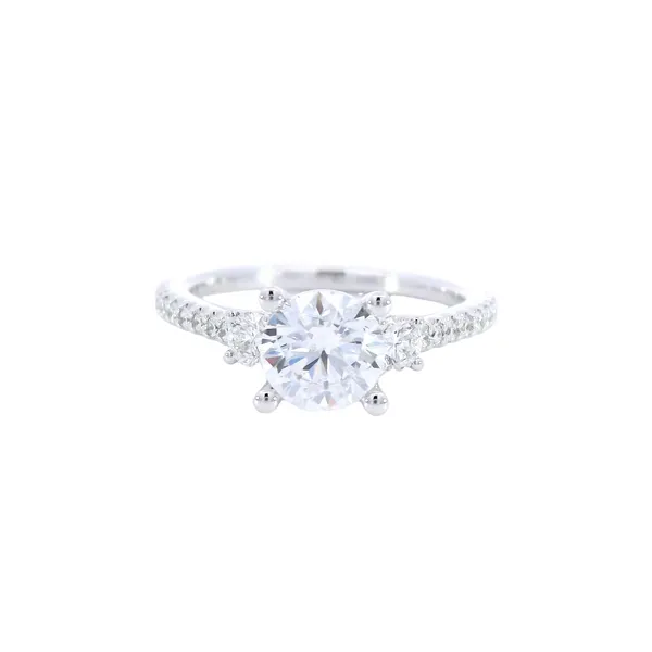 14K White Gold Three-Stone Diamond Engagement Ring Setting Carroll's Jewelers Fort Lauderdale, FL