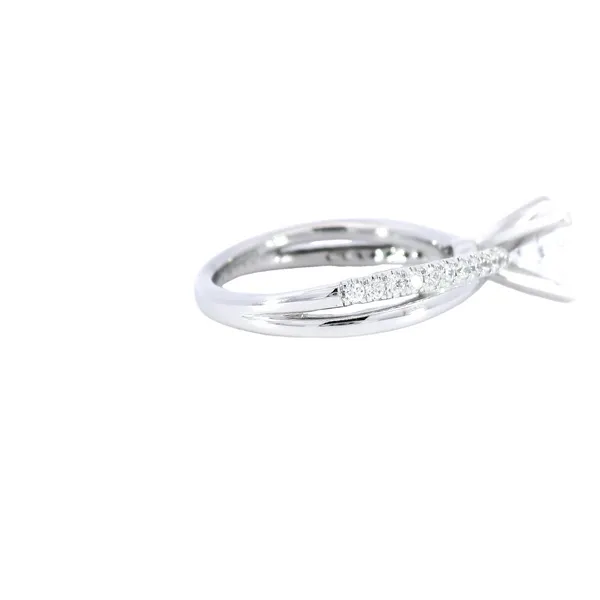 14K White Gold Cross Over Diamond Engagement Ring Setting Image 4 Carroll's Jewelers Fort Lauderdale, FL